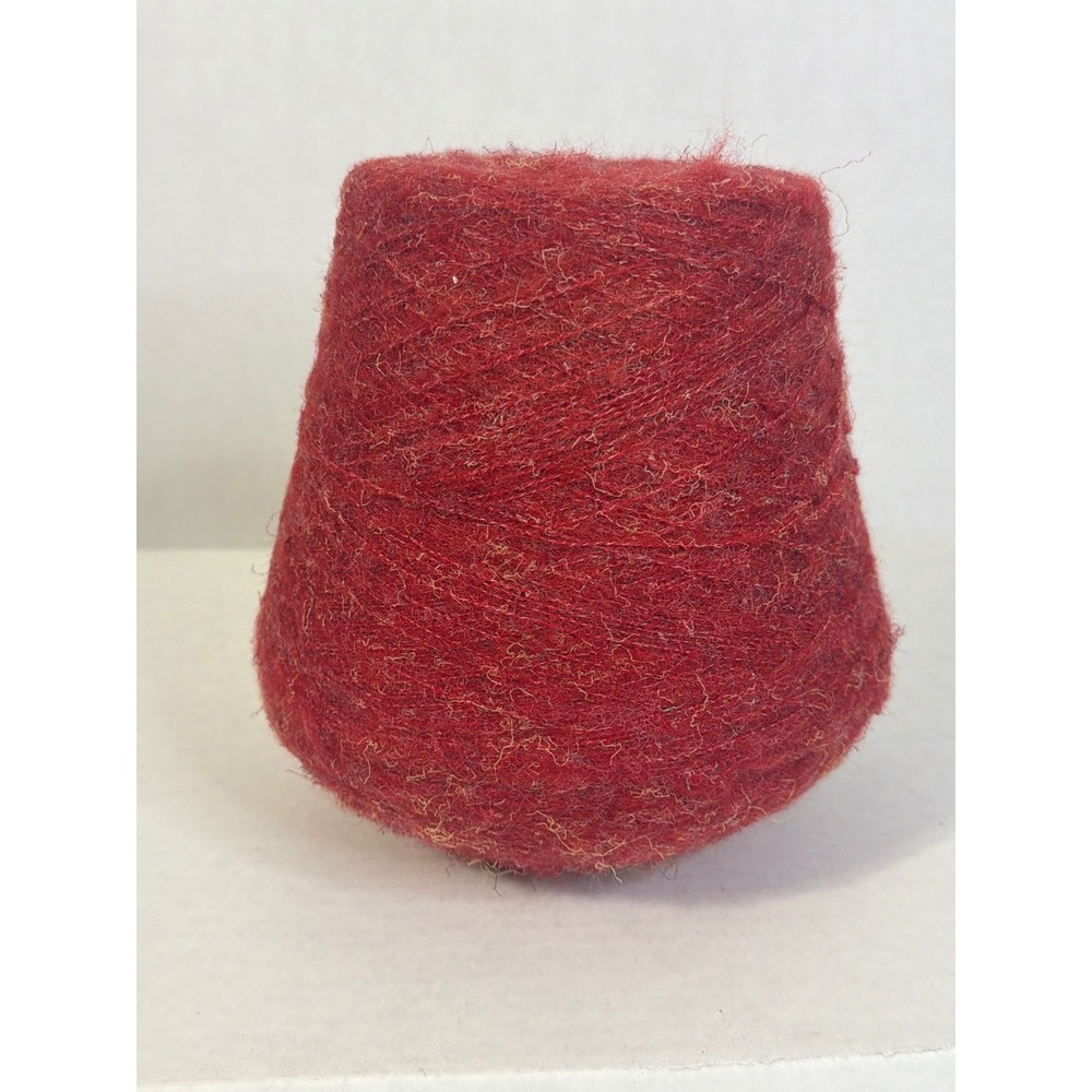 Texsanta Red 100% Polyester Yarn Cone 1lb Fuzzy Textured Knitting Weaving Mexico